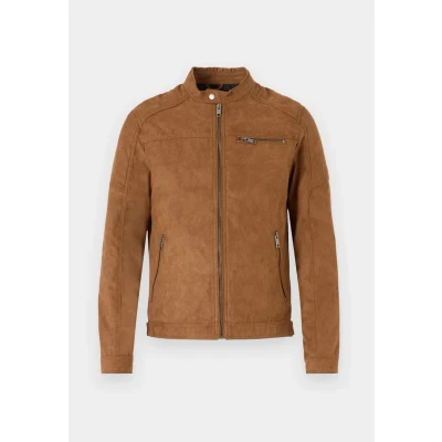 Image of JACK &amp; JONES Mens Suede Jacket, cognac, M