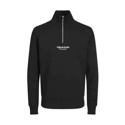 Image of JACK &amp; JONES Boys&#039; Jorvesterbro Sweat Quarter Zip Noos Jnr Sweatshirt, Black 1, 176