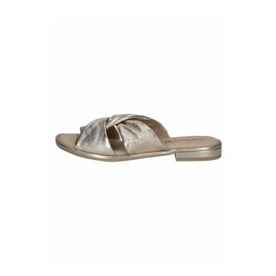 Image of CAPRICE Damen Pantoletten aus Leder Bequem, Metallisch (Platin Metal.), 37 EU