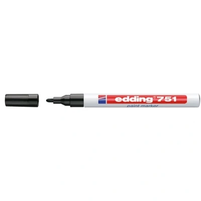 Image of edding 751 paint marker black 10 pens round tip 1 2 mm for marking and labelling metal, glass, rocks or plastic heat resistant, permanent, smudge proof waterproof