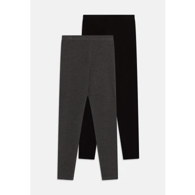 Image of Name it Nkfvivian 2 PACK Leggings Trousers for kids, Size: 7 8y, Dark grey melange/black