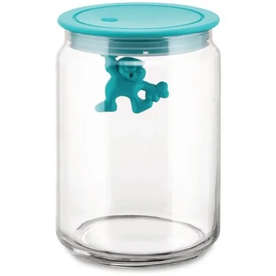 Image of Alessi Storage Jar Gianni A Little Man Holding On Tight 900 ml Blue
