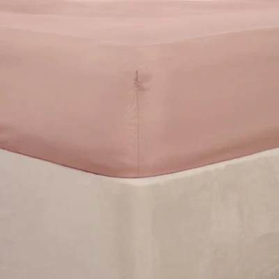 Image of Brentfords Plain Dye Fitted Bed Sheet Non Iron Super Soft Easy Care Microfibre, Blush Pink Double Size