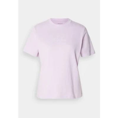 Image of Calvin Klein Jeans Classic FIT TEE Print Tshirt, Women&#039;s, Size: XS, Lavender blush