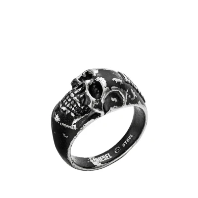 Image of Diesel Center Focal Ring, Men&#039;s, Size: 009, Silver tone
