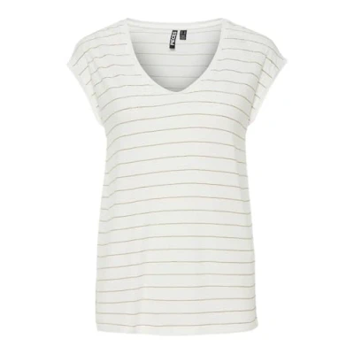 Image of Pieces Women&#039;s Pcbillo Tee Lurex Stripes Noos Bc, Bright White, XL, XL