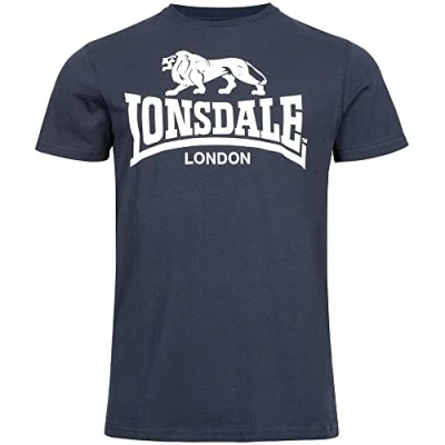Image of Lonsdale Normale Passform LOGO Print Tshirt, Men&#039;s, Size: Large, Navy