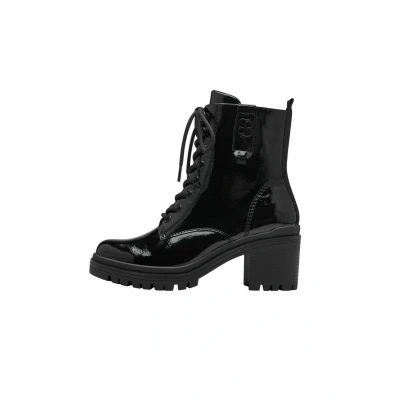 Image of s.Oliver Damen Stiefeletten zum Schnüren mit Blockabsatz Herbst, Schwarz (Black Patent), 37 EU