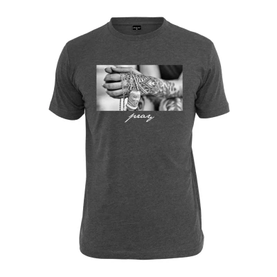 Image of Mister Tee PRAY Print Tshirt, Men&#039;s, Size: Medium, Charcoal