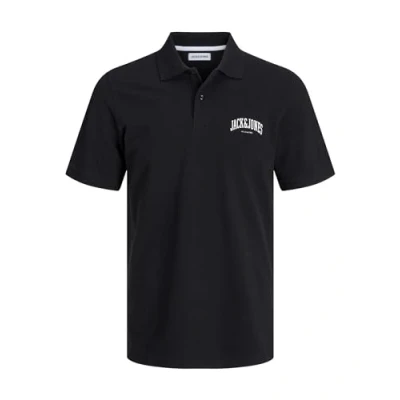 Image of JACK &amp; JONES Men&#039;s Jjejosh Polo Ss Sn Long Sleeved Shirt, Black, L