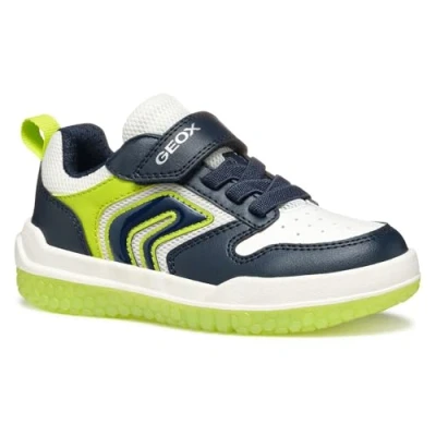 Image of Geox Light UP Buzzerlight BOY Trainers for kids, Size: 1, Navy/lime Imitation leather/ textile