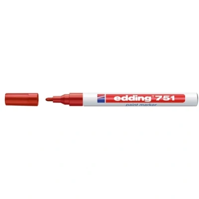 Image of edding 751 paint marker red 10 pens round tip 1 2 mm for marking and labelling metal, glass, rocks or plastic heat resistant, permanent, smudge proof waterproof