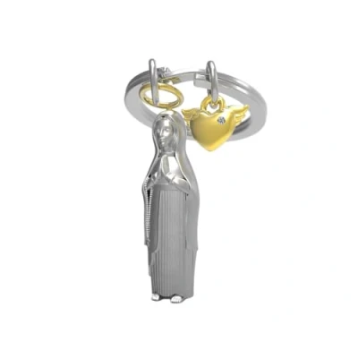 Image of Jesus Religion Heart Keyring, Chrome, One Size, Antique, Antique