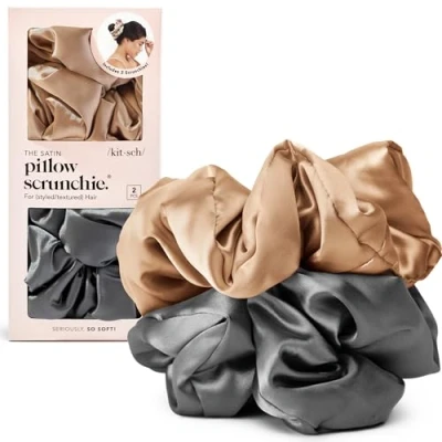 Image of Kitsch Satin Pillow Scrunchie Black/Gold