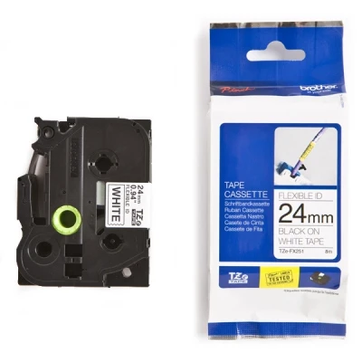 Image of Brother TZe FX251 Adhesive black on white Roll (2.4 cm x 8 m) 1 cassette(s) flexible ID tape for PT D600, P Touch 3600, D800, E550, P750, P900, P950, EDGE P750