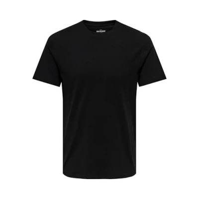 Image of Only &amp; Sons Men&#039;s Onsmax Life Reg Ss Stitch Tee Noos T Shirt, Black, XL