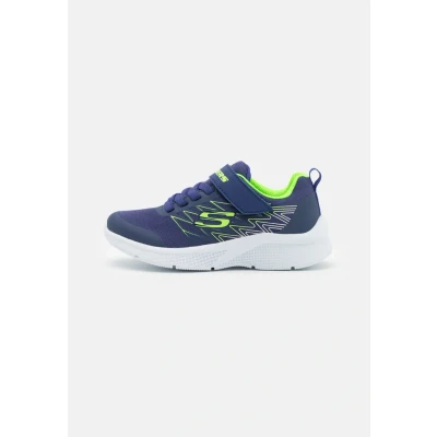 Image of Skechers Jungen Microspec Texlor Sneaker, Blue Textile Orange Lime Trim, 2.5 UK
