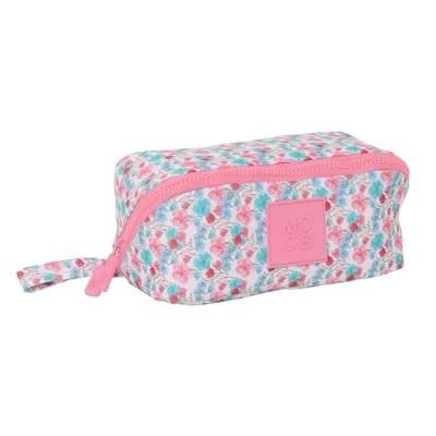 Image of Safta Moos Flores Large Square Pencil Case for Kids, Ideal School Age, Comfortable and Versatile, Quality Resilience, 20 x 10 cm, Multicoloured, Estándar, Colourful, Casual,