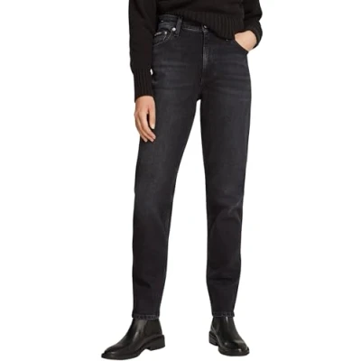 Image of Calvin Klein Women’s Tapered Fit Mom Jeans, Denim (Denim Black), 29W / 30L