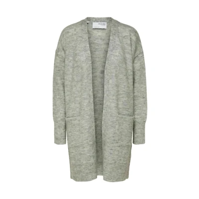 Image of Selected Femme Slflulu NEW LONG Cardigan Cardigan, Women&#039;s, Size: 14, Light grey melange