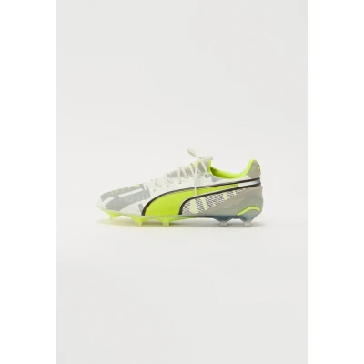 Image of Puma KING Ultimate Forever Moulded stud football boots, Men&#039;s, Size: 9.5, Feather gray/electric lime/white/flat light gray