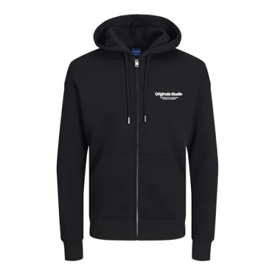 Image of JACK &amp; JONES Male Hooded Jacket Plus Size Printed Jacket, black, 4XL Große Größen