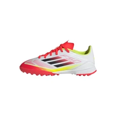 Image of adidas Performance F50 League TF Unisex Astro turf trainers for kids, Size: 2.5, Footwear white/core black/solar yellow Textile/synthetics