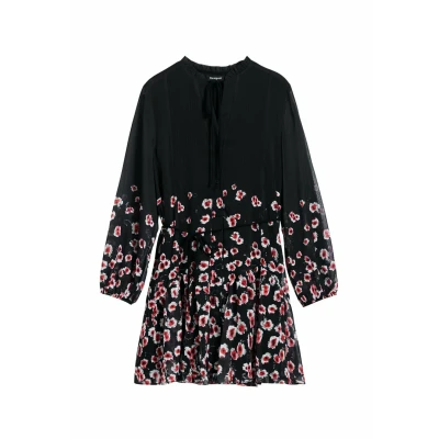 Image of Desigual Floral Short Shirt dress, Women&#039;s, Size: 16, Black