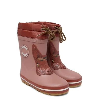 Image of Mikk line Warm Lined Children&#039;s Wellington Boots, Waterproof Rain Boots for Boys and Girls, Windproof Thermal Shoes with Reflective Details, henna, 19 EU