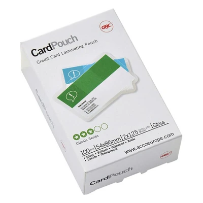 Image of GBC 54x86mm 2x125 Micron Gloss Card Laminating Pouches, Pack of 100, 3740300