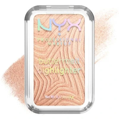 Image of NYX PROFESSIONAL MAKEUP Highlighter Powder Enriched with Mango Butter, Almond Butter &amp; Shea Melting Texture Vegan Formula Buttermelt Shade : Glaze It Butta
