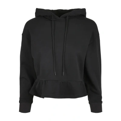 Image of Urban Classics Ladies Organic Volants Hoody Hoodie, Women&#039;s, Size: Small, Black