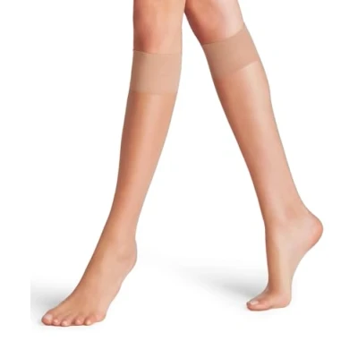 Image of FALKE Women&#039;s Shelina 12 DEN Knee High Pop Socks Long Ultra Sheer With Light Shimmer And Soft Tops For A Gentle Grip On The Calf Fine Yarn 1 Pair, Skin colour (Brasil 4679), 5.5 8