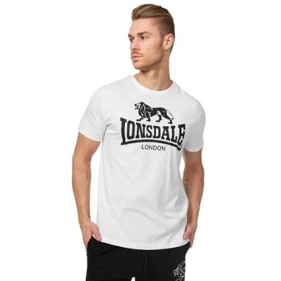 Image of Lonsdale Normale Passform LOGO Print Tshirt, Men&#039;s, Size: 3XL, White