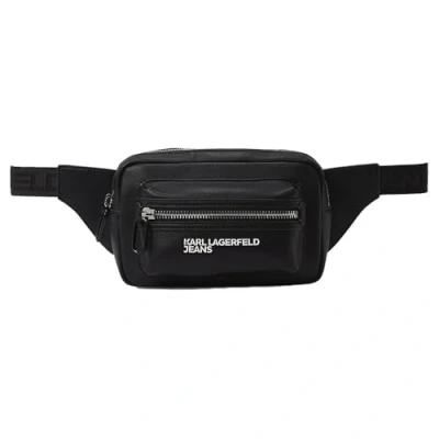 Image of Karl Lagerfeld Jeans Essential Grainy Bumbag Unisex Bum bag, Size: One Size, Black