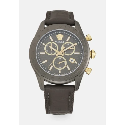 Image of Versace Chrono Master Chronograph watch, Men&#039;s, Size: One Size, Dark grey/black