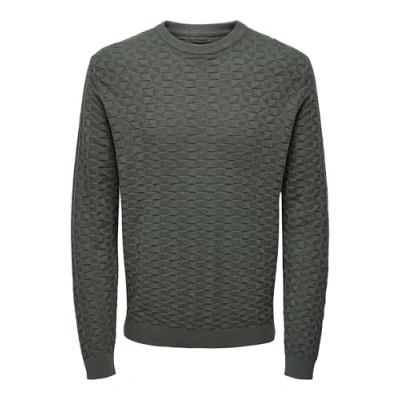 Image of Only &amp; Sons Kalle REG 12 Struc CREW NOOS Jumper, Men&#039;s, Size: XS, Castor gray