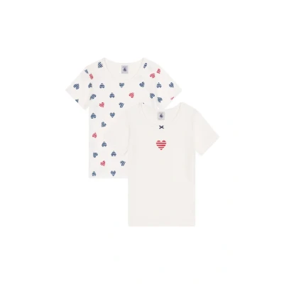 Image of Petit Bateau KIDS 2 PACK Undershirt marshmallow/multicoloured for kids, Size: 10y, Marshmallow/multi coloured