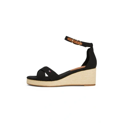 Image of Tommy Hilfiger Wedge sandals, Women&#039;s, Size: 6.5, Black Cotton