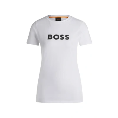 Image of BOSS Elogo Print Tshirt, Women&#039;s, Size: XS, White