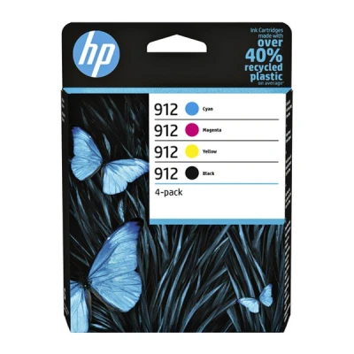 Image of HP 6ZC74AE 912 Original Ink Cartridges, Black/Cyan/Magenta/Yellow, 4 count (pack of 1)