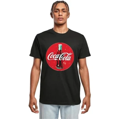Image of Merchcode COCA COLA Bottle LOGO TEE Print Tshirt, Men&#039;s, Size: 3XL, Black