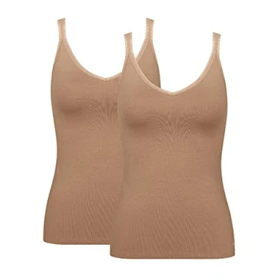 Image of Sloggi GO 2 PACK Undershirt, Women&#039;s, Size: 30A C. 32A/B, Nostalgic brown