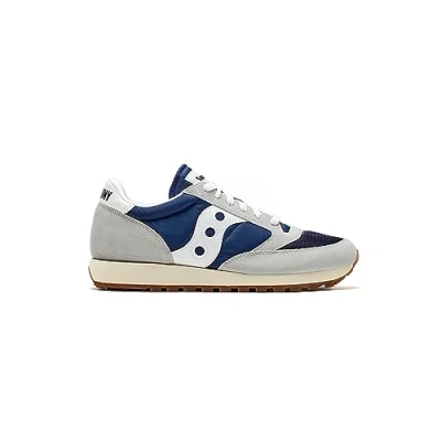 Image of Saucony JAZZ Original Vintage Unisex Trainers, Men&#039;s, Size: 10, Navy/grey Leather and textile