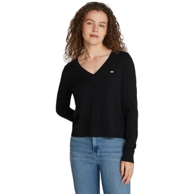 Image of Tommy Jeans Essential Sweater Jumper, Women&#039;s, Size: XL, Black
