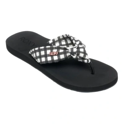 Image of Roxy PAIA V Tbar sandals, Women&#039;s, Size: 8, Black/white Textile/synthetics