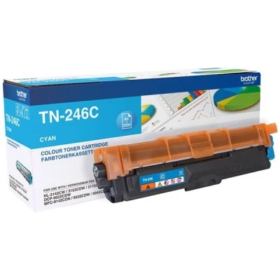 Image of Brother TN 246C Toner Cartridge, Cyan, Single Pack, High Yield, includes 1 x Genuine Supplies