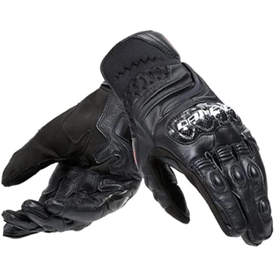 Image of Dainese Carbon 4 Short Gloves, Leather Motorcycle Gloves with Ankle Protectors, Men, Black/Black, XL