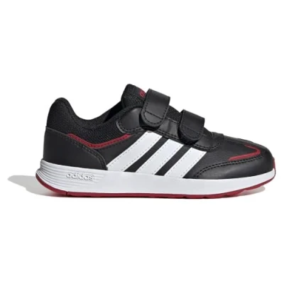 Image of adidas Performance Tensaur Switch Unisex Road running shoes for kids, Size: 2, Core black/footwear white/better scarlet Imitation leather/ textile
