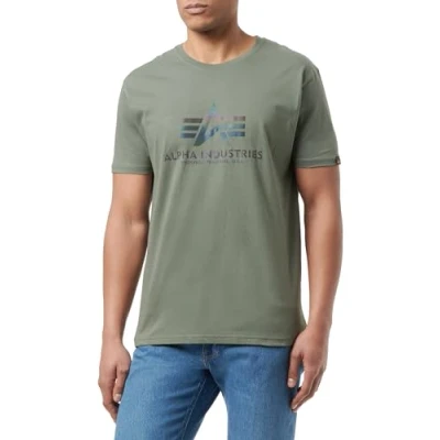 Image of Alpha Industries Rainbow REF Print Tshirt, Men&#039;s, Size: XXL, Vintage green
